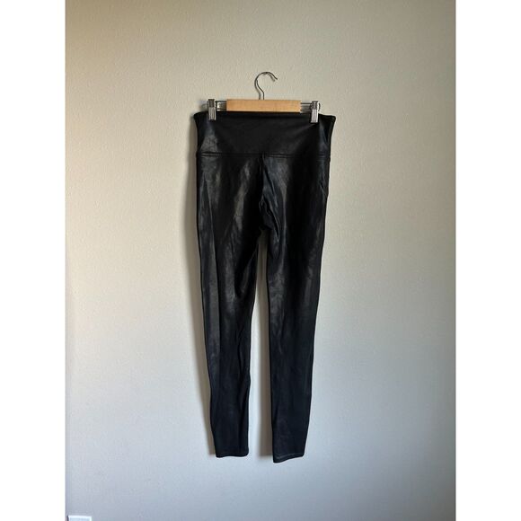 SPANX Women's Black Shaping Faux Leather Full Length Leggings Size L - Picture 2 of 9
